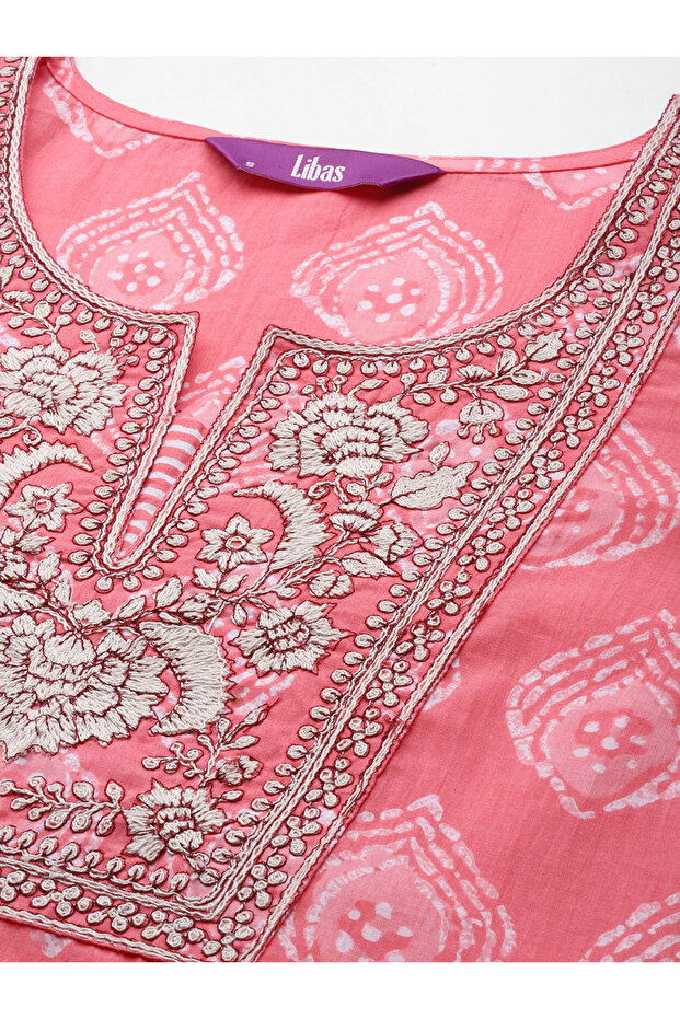 All-Over Print Kurta and and Trousers with Dupatta Set - 4