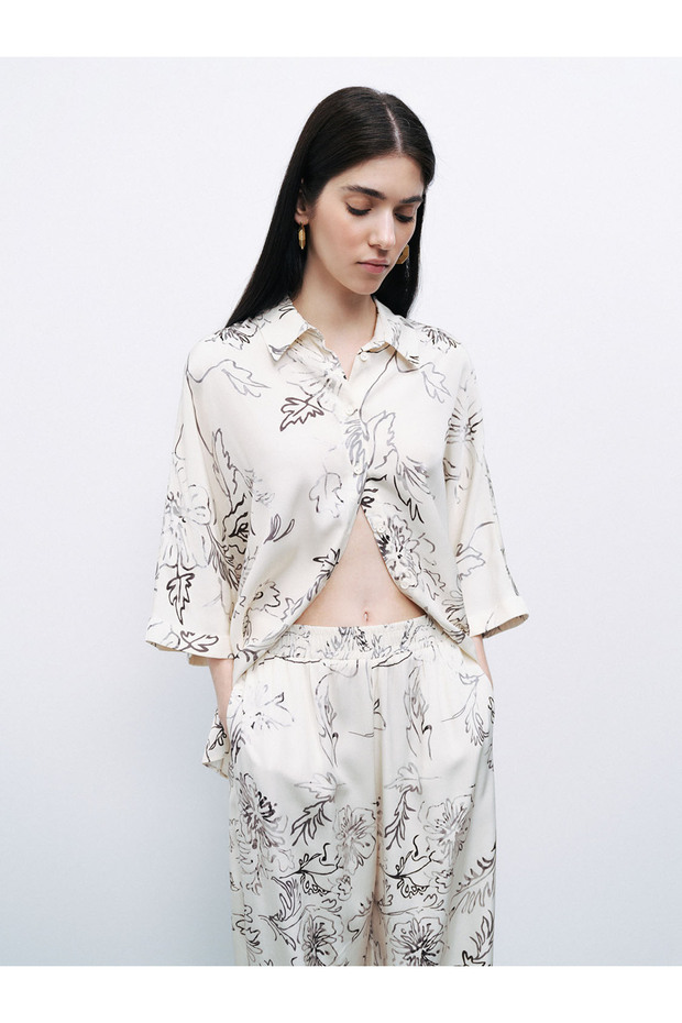 Dökümlü Desenli Gömlek - 2