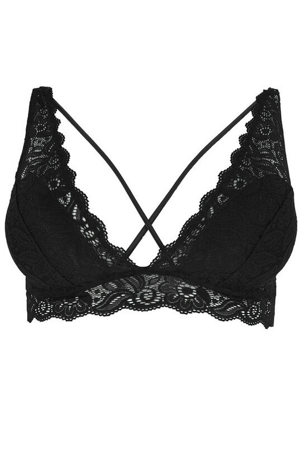 Önü Çapraz İpli Tül Detaylı Dantelli Bralet - 1