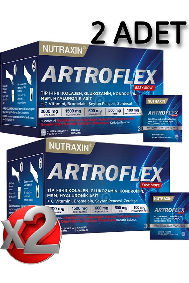 2 Adet Artroflex Easy Move -(Glukozamin-Kondroitin-Msm-Bromelain-Kolajen-Bamya Çiçeği) 30 Adet Saşe - 1