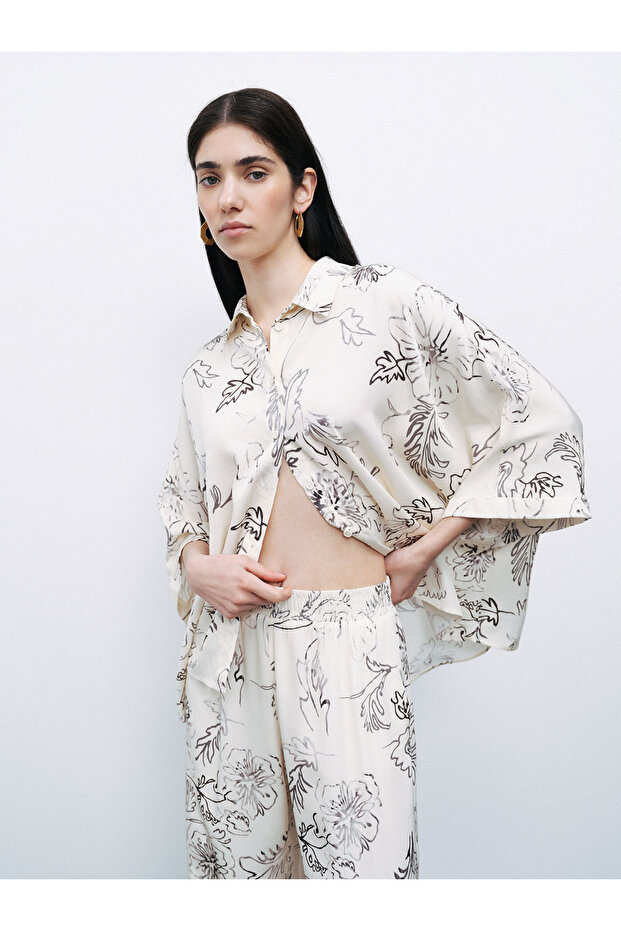 Dökümlü Desenli Gömlek - 1