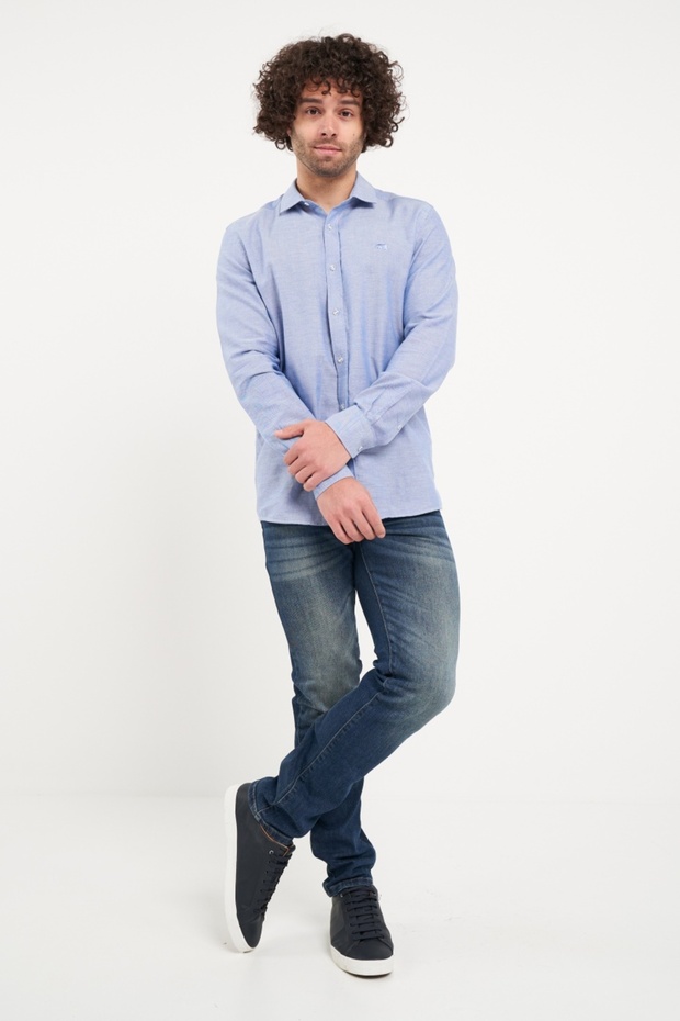 Regular men's shirt in solid color - 5