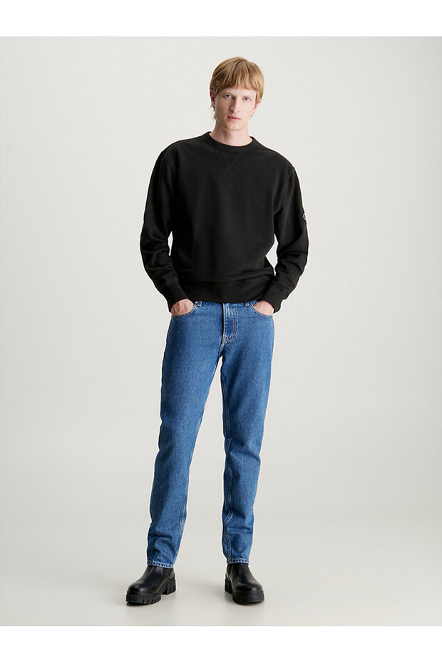 Erkek BADGE Bisiklet Yaka Sweatshirt - Siyah - 4