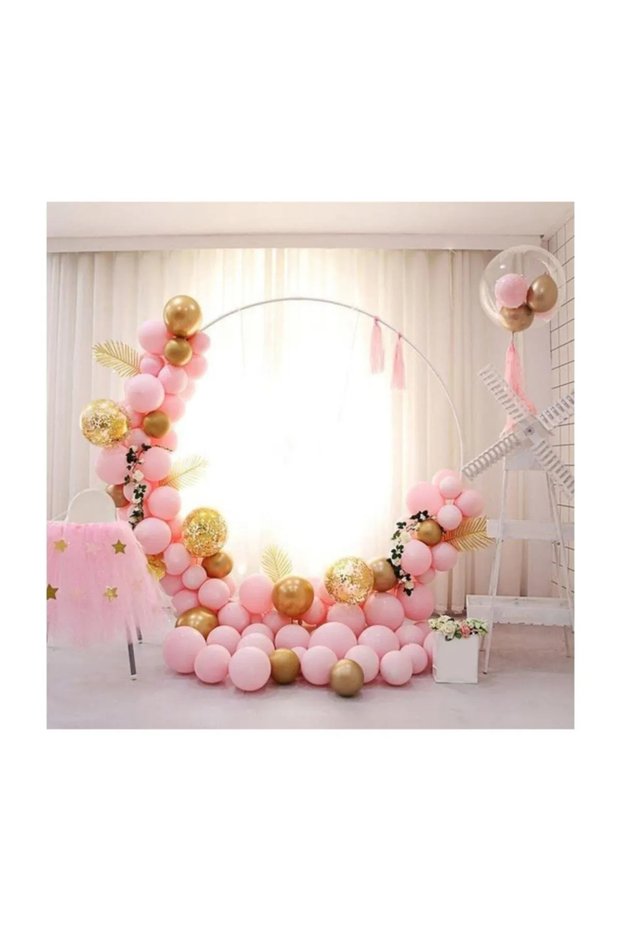 50 Pieces Pink Macaron Gold Chrome Confetti Balloon Set - Birthday Decorations - Balloon Set - Concept Balloon - Birthday Concept