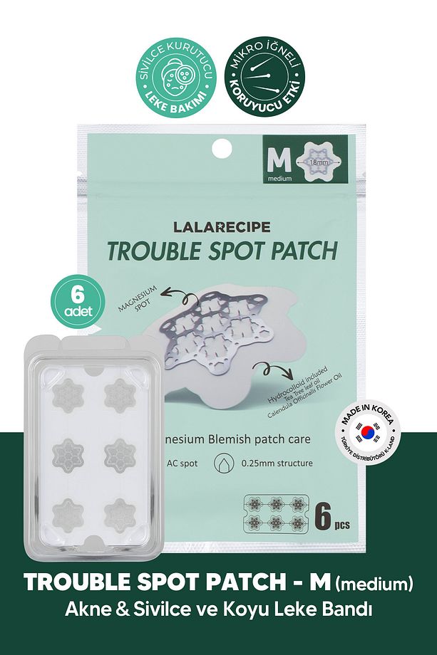 Mikro Magnezyum İğneli Sivilce Bandı LALARECIPE Trouble Spot Patch Medium 6 adet - 1