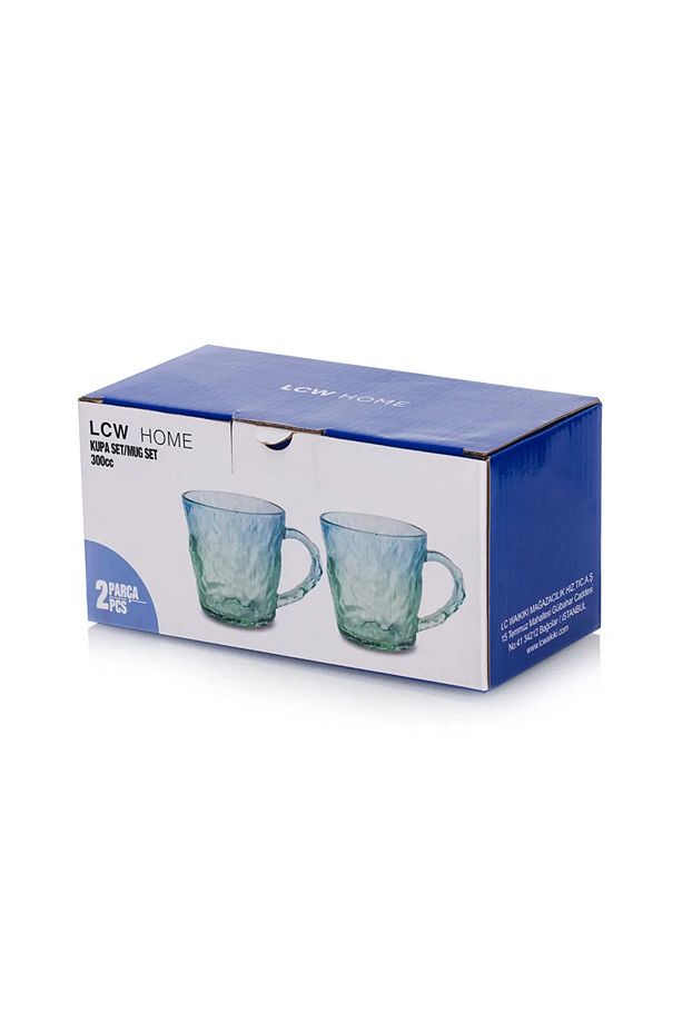 LCW HOME Mavi Desenli Cam Kupa Seti 2'li 300 Ml - 4