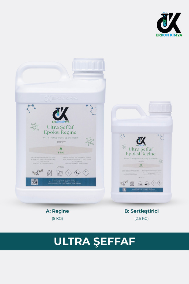 ERKON KİMYA ULTRA ŞEFFAF HIZLI Hobby Epoxy Epoksi Reçine İnce Döküm Fast 7,5kg