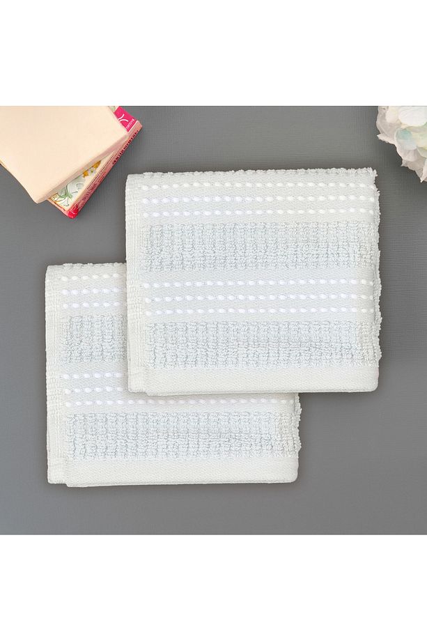 Soft Stripe 2'li Havlu Seti - Mavi - 30x30 cm - 1