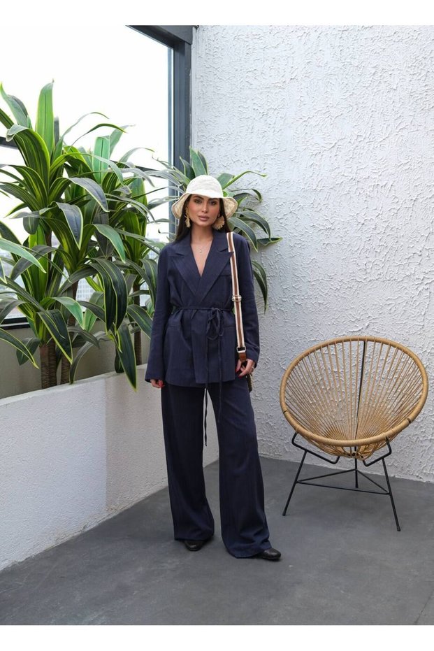 Keten Pantalon Jacket Set-S - Dark Blue