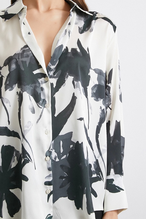 قميص أسود منقوش بسطح Sانet - 5