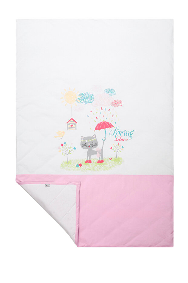 Baby Cotton Quilted Blanket & Cover Pink Spring Rain 85X120