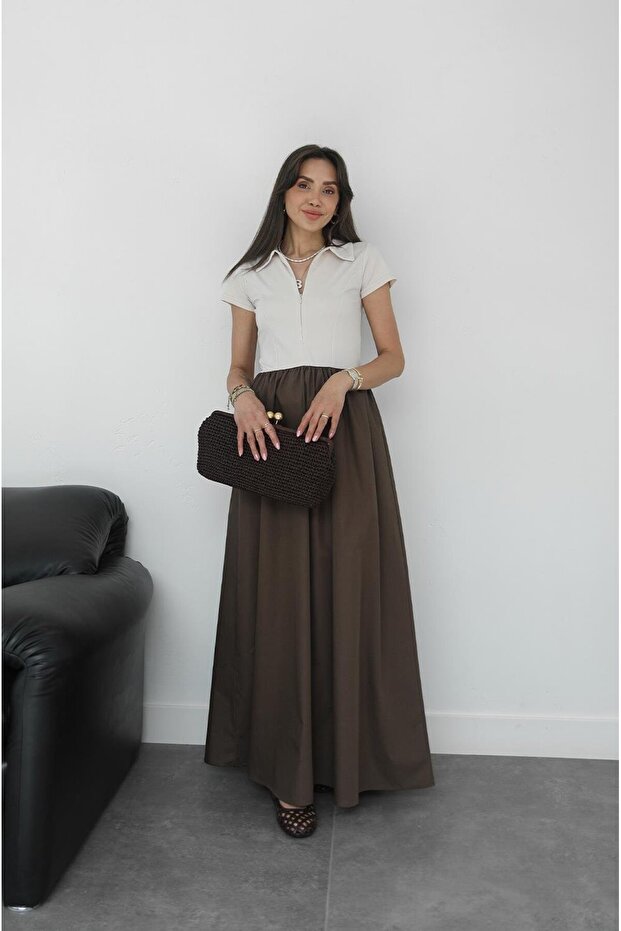Brown Scotland Polo Neck Dress