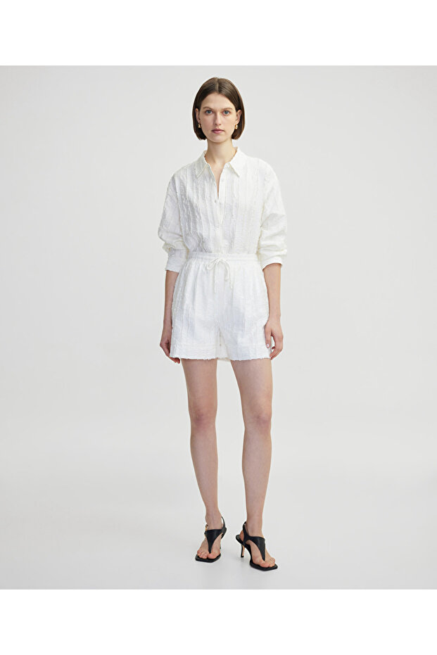 Dokulu belden bağlamalı şort - 1