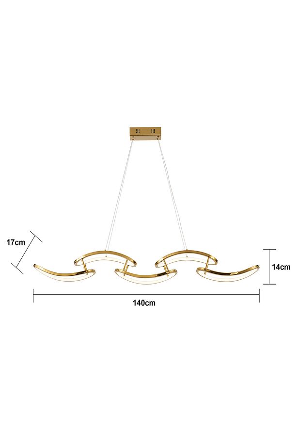 Quon 5'li Gold 100 Watt Sıralı Yemek Masası Üstü Modern Sarkıt Salon Led Avize - 4