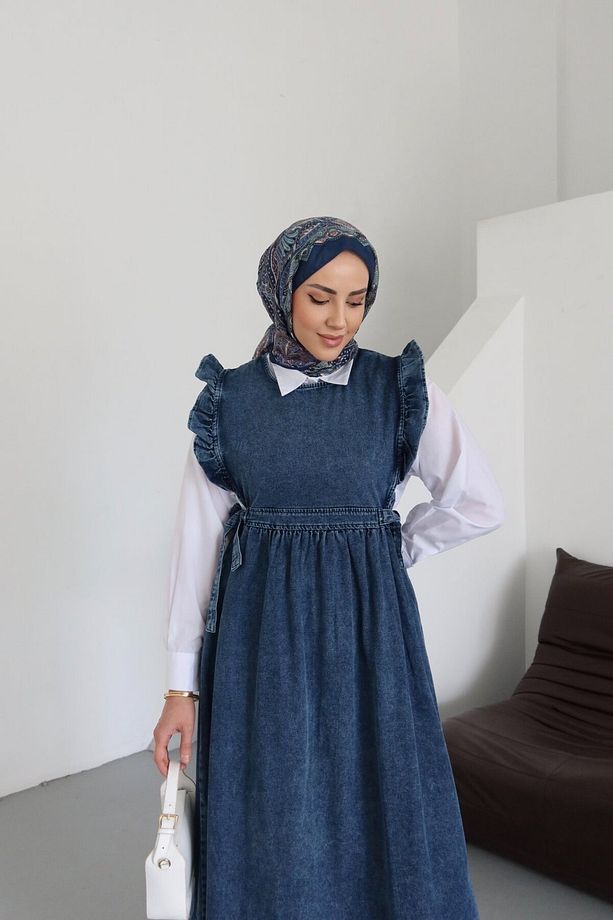 Tesettür Fırfırlı Kot Jile - 4