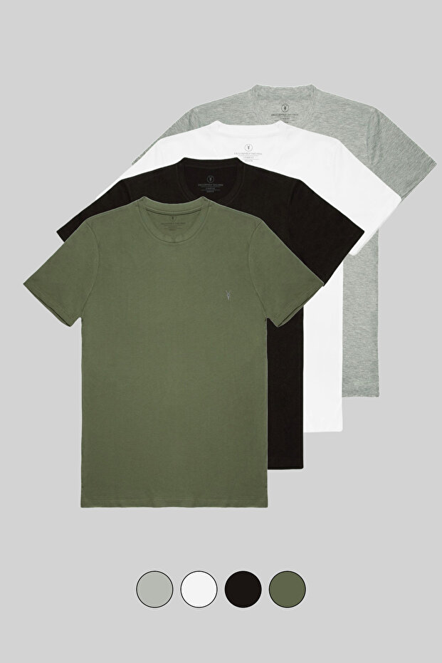 Erkek 4'Lü Basic T-shirt - 1