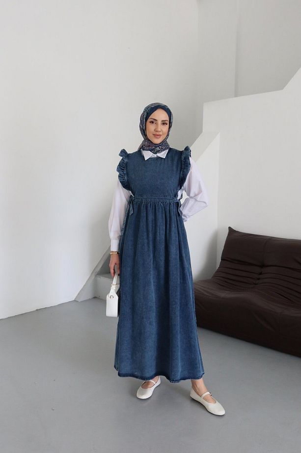 Tesettür Fırfırlı Kot Jile - 3