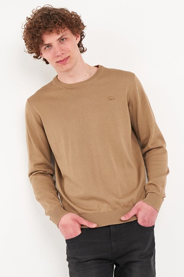 Men's solid-color sweater with logo - 2