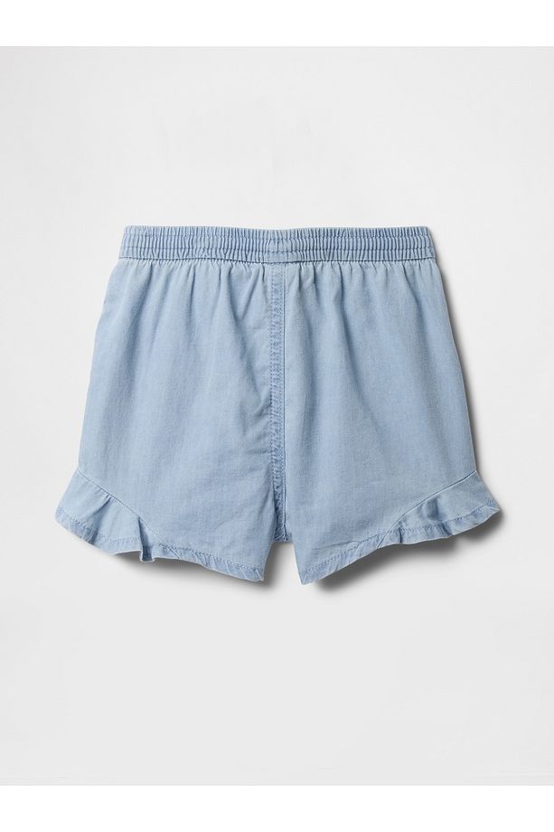 Kız Bebek Açık Mavi Fırfırlı Pull-On Twill Şort - 3