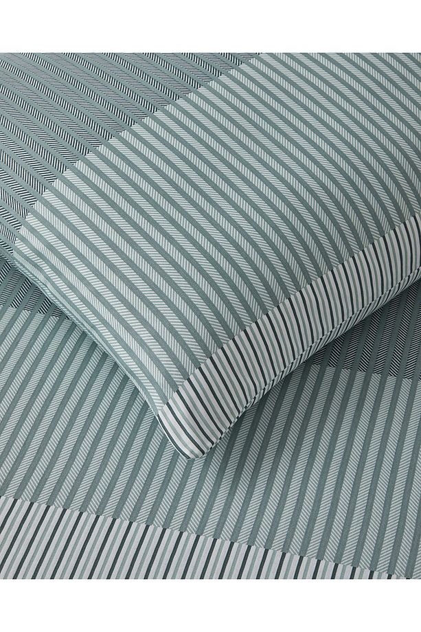 Modern Strip Kolay Ütülenir Tek Kişilik Nevresim Takımı 160x220 cm Yeşil - 4