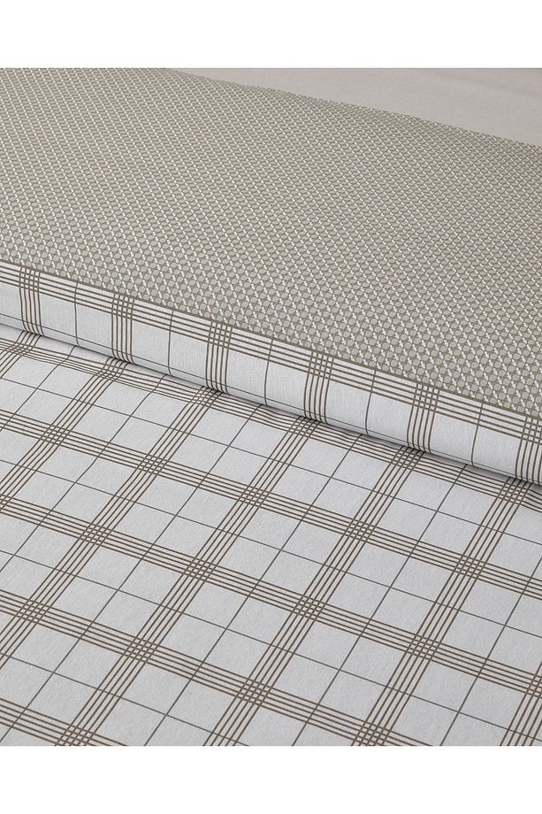 Chic Check Kolay Ütülenir Tek Kişilik Nevresim Takımı 160x220 cm Bej - 4