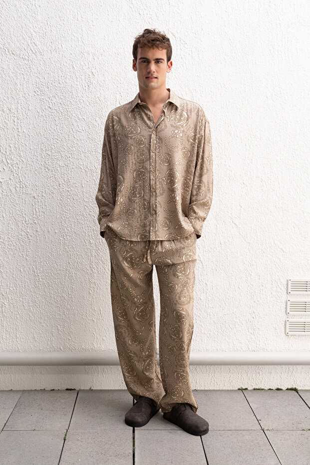 DESENLİ BEJ GÖMLEK - 2