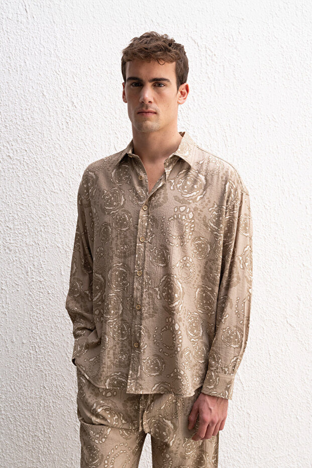 DESENLİ BEJ GÖMLEK - 3