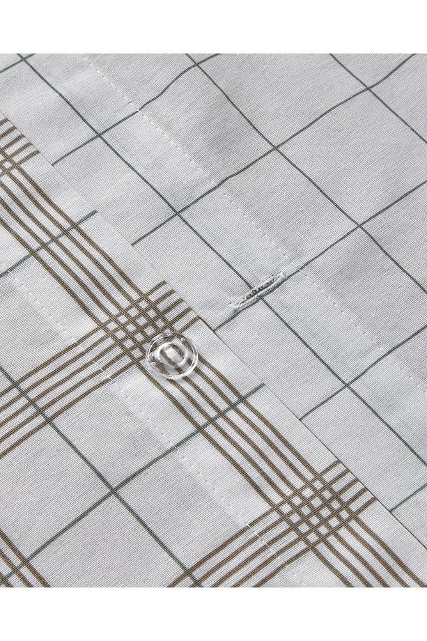 Chic Check Kolay Ütülenir Tek Kişilik Nevresim Takımı 160x220 cm Bej - 6
