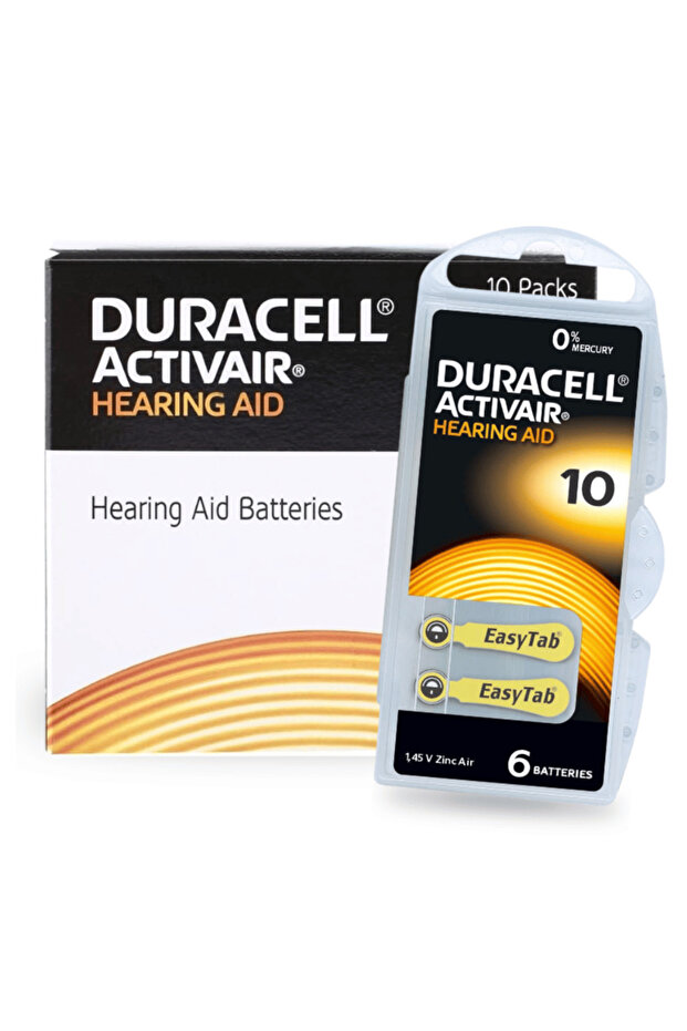 60-pieces (10 SIZE) Activair (PR70) Zinc-air 1.45v 0% Mercury Hearing Aid Batteries