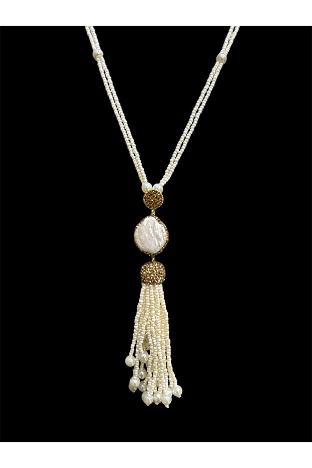 Basit tasarım incili kolye - 1