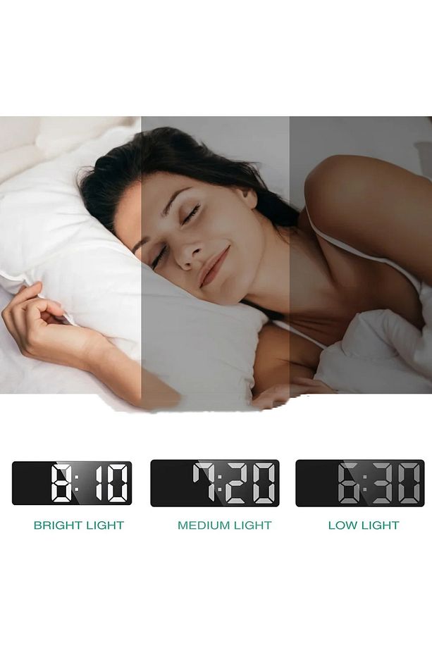Dekoratif Masa Saati Derece Alarm Takvim Fonksiyonlu Şarjlı Led Işıklı Dijital Siyah - 5