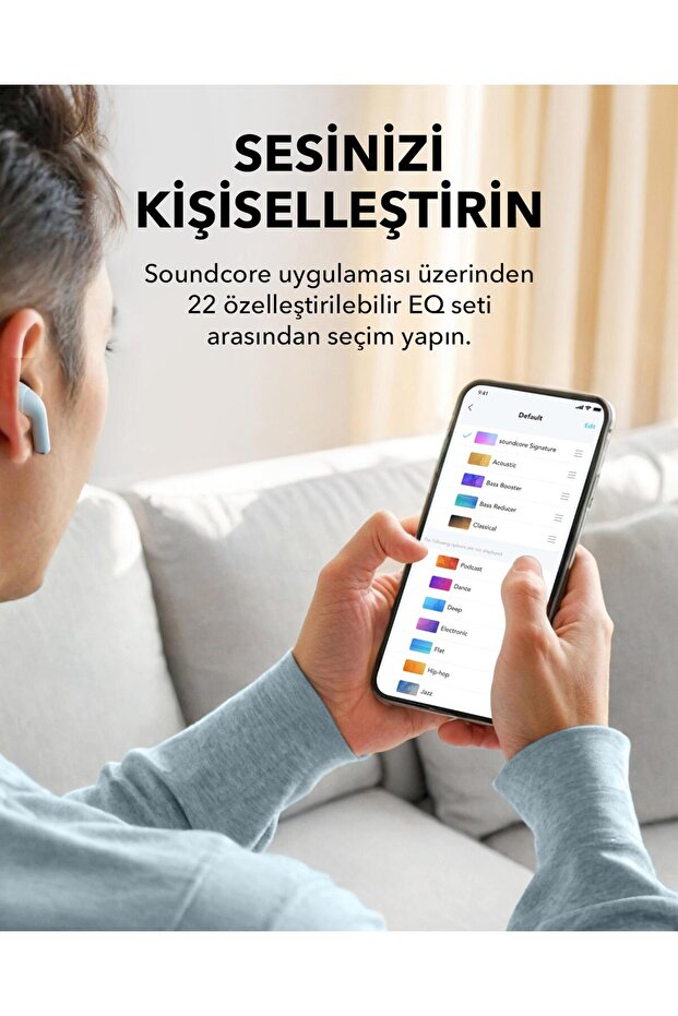 Soundcore K20i Kulak İçi Bluetooth Kulaklık, 36 Saat Çalma Süresi, Mavi - A3994 - 6