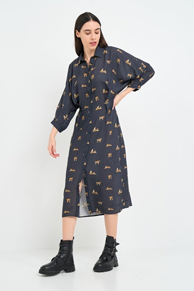 Rochie dama tip camasa cu model - 6