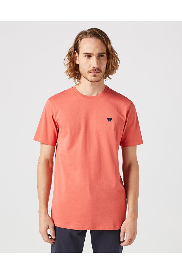 Wrangler men's w7nm 203877 Relaxed fit small logo t-shirt / burnt sienna standard