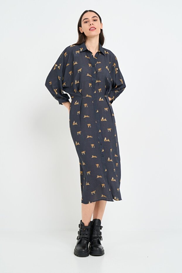 Rochie dama tip camasa cu model - 2