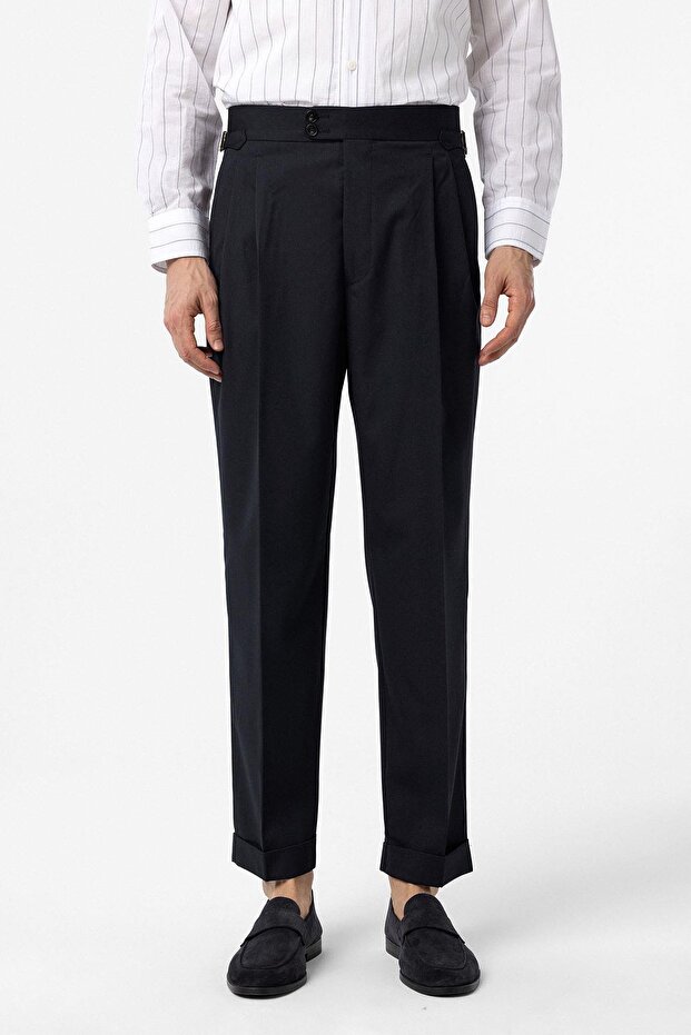 High-waisted italian fit pleated men's trousers