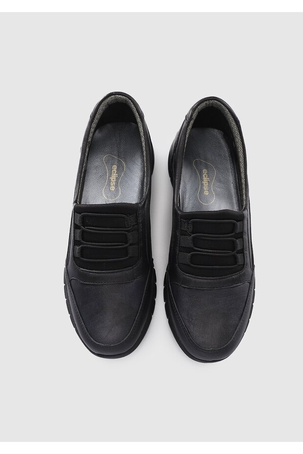 Siyah Deri Kadın Ayakkabı - 5