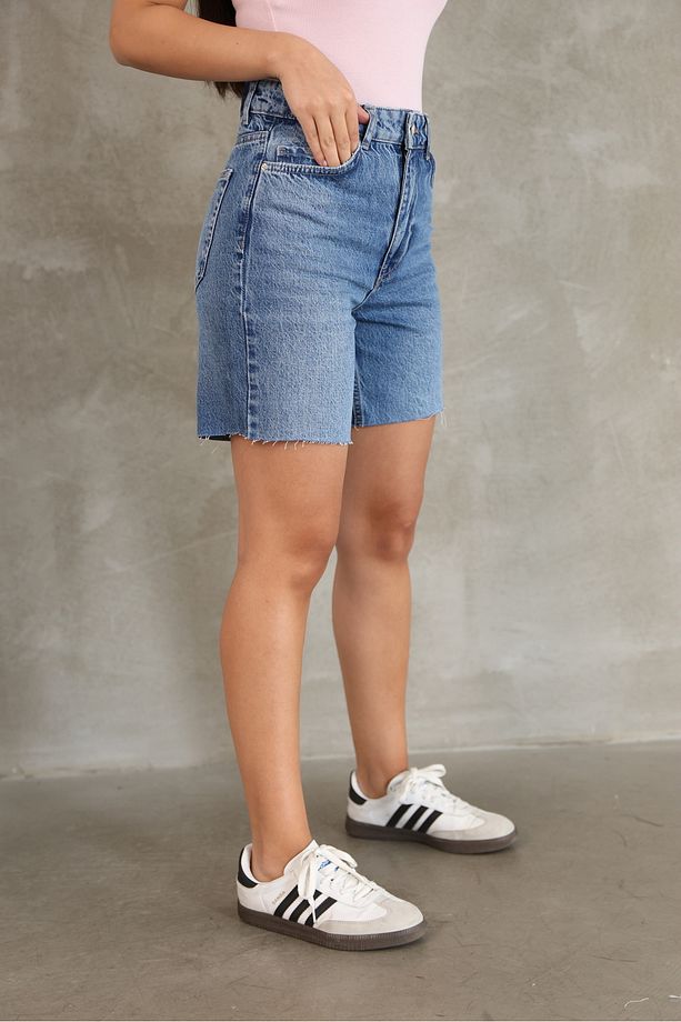 Kadın Kısa Kot Denim Şort - 5
