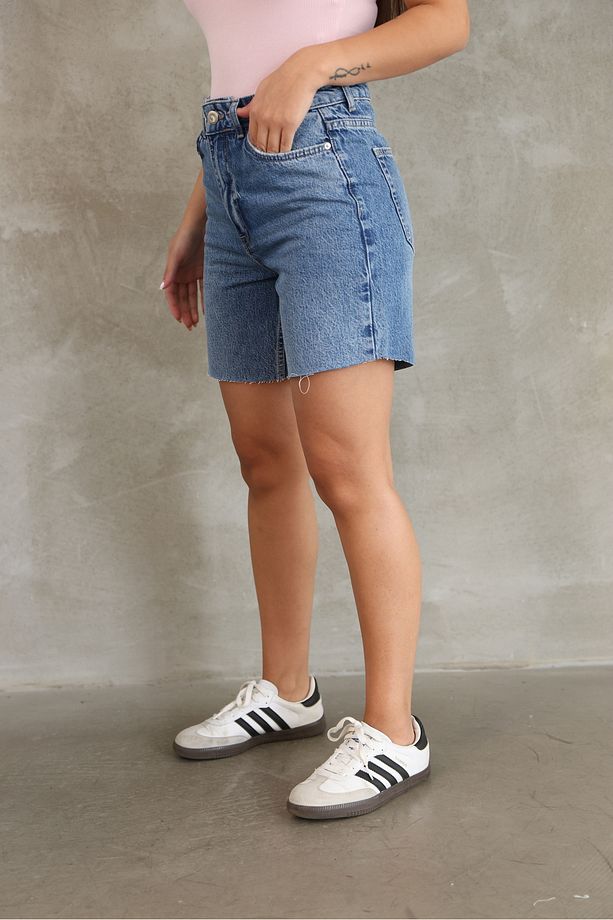 Kadın Kısa Kot Denim Şort - 6