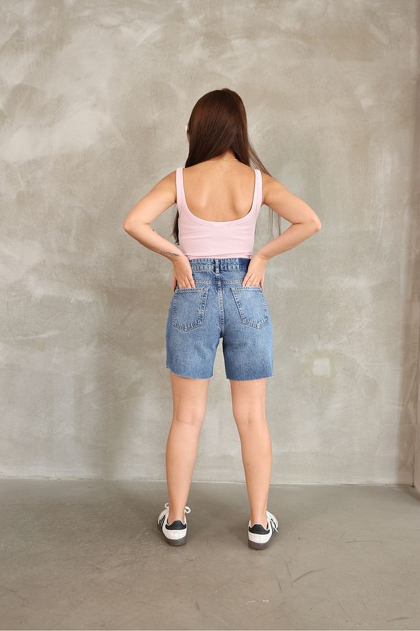 Kadın Kısa Kot Denim Şort - 8