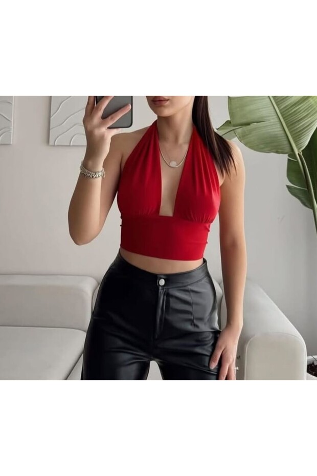 Bağlamalı Crop Bluz - 1