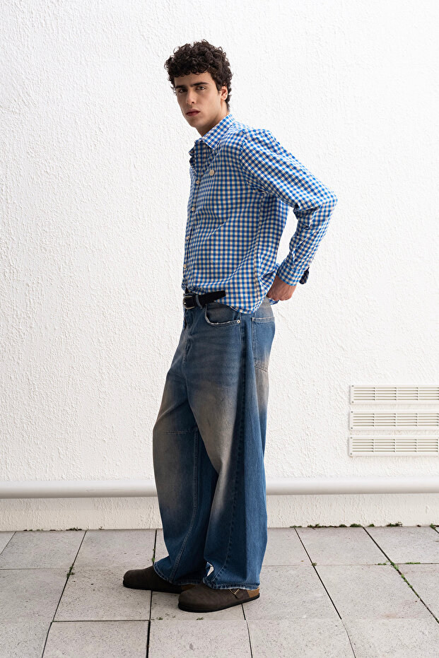 قميص أزرق منقوش - 4