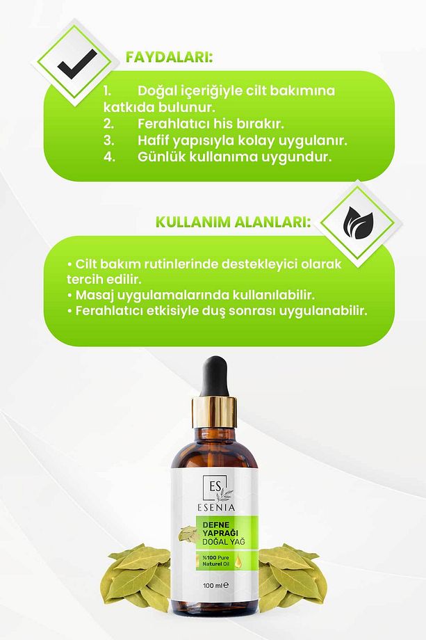 Defne Yaprağı Yağı %100 Saf ve Doğal Bitkisel Uçucu Yağ Castor Essential Oil 100ML - 3