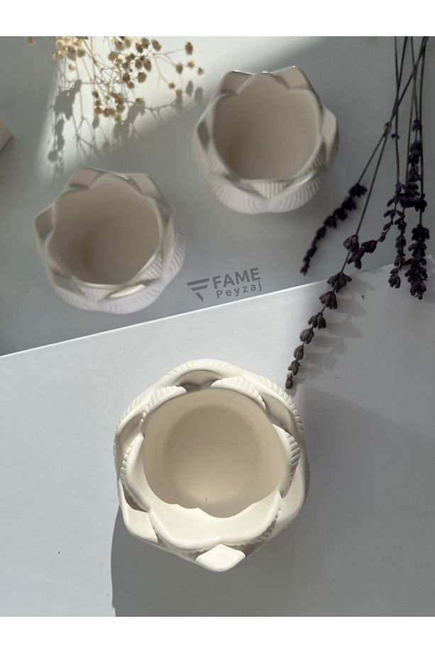 3lü Lotus Çiçeği Dekoratif Tabak & Kase, Hediyelik, Takı Ve Mum Tabağı, Mumluk, Sunumluk, Organizer - 2