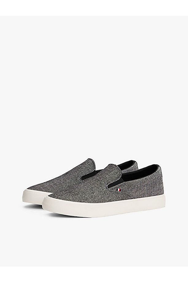 Linen Chambray Slip-On Canvas Trainers - 2