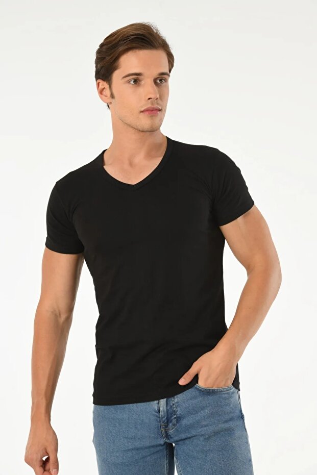 10 Combed Cotton Men's V-Neck Short Sleeve Undershirt (T-Shirt) 1St. The Quality Is Made from 100% Cotton Threads.