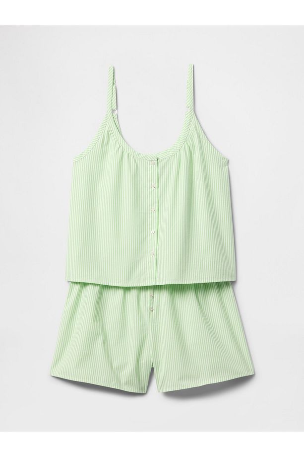Kadın Yeşil Poplin Şort Pijama Altı - 2