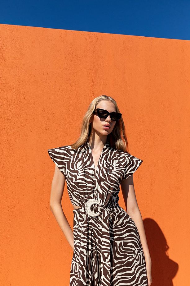 CUT-OUT ZEBRA DESEN ELBİSE 25S40718 - 3