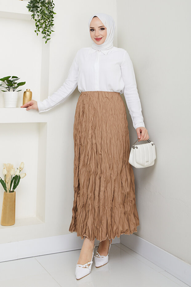 Women's Elastic Waist Wrinkled Skirt