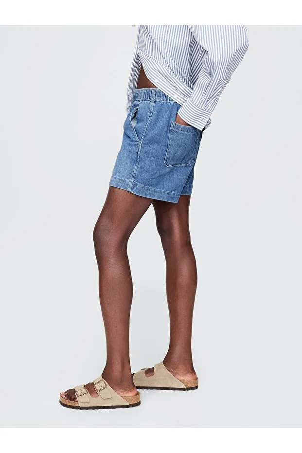 Kadın Mavi Denim Şort - 6